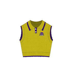 <span class=keywords><strong>Gilet</strong></span> en tricot court de couleur rose de haute qualité personnalisé en usine pour fille, été, matière acrylique, haut en tricot - Product Image 5
