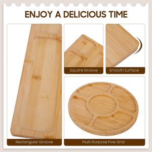 Ensemble de planches à fromage en bambou rectangulaires de 13,78 pouces avec 4 ustensiles, planche à découper multifonctionnelle pour servir fruits et pain - Product Image 5