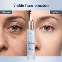 Sérum contour des yeux aux peptides, essence pour le contour des yeux 15ml, raffermissant et lissant avec applicateur métallique, caféine, étiquette privée, OEM, logo personnalisé
