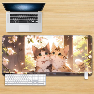 Tapis de bureau extra large sur le thème du chat, tapis de souris et de clavier d'ordinateur mignon et amusant - Product Image 4