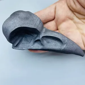 Crânes de corbeau en shungite de quartz naturel en gros, statue sculptée à la main, décoration d'animal miniature naturelle pour Halloween, bricolage - Product Image 1