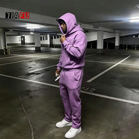 Conjunto de Sudadera con Capucha y Pantalones Deportivos de Felpa Gruesa con Estampado Gráfico de Ropa Urbana de Algodón Y2K con Logotipo Personalizado para Hombre, Dos Piezas