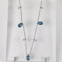 Elegante rodio plateado plata 925 joyería natural Topacio Azul suizo/Collar de Topacio Azul Londres para mujer collares de joyería fina