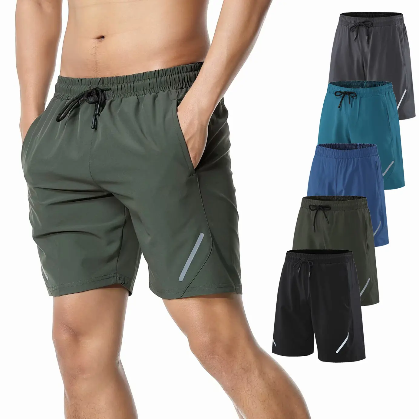 Pantalones cortos deportivos MAQVOB para hombre, pantalones informales de 5 cuartos de comercio exterior de verano, pantalones de Fitness, pantalones para correr de secado rápido