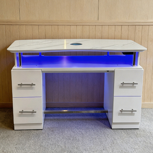 Venta Directa de Fábrica, Mesa de Manicura Económica <span class=keywords><strong>para</strong></span> Salón de Belleza con Superficie de Mármol Blanco y Aspirador de Polvo - Product Image 3