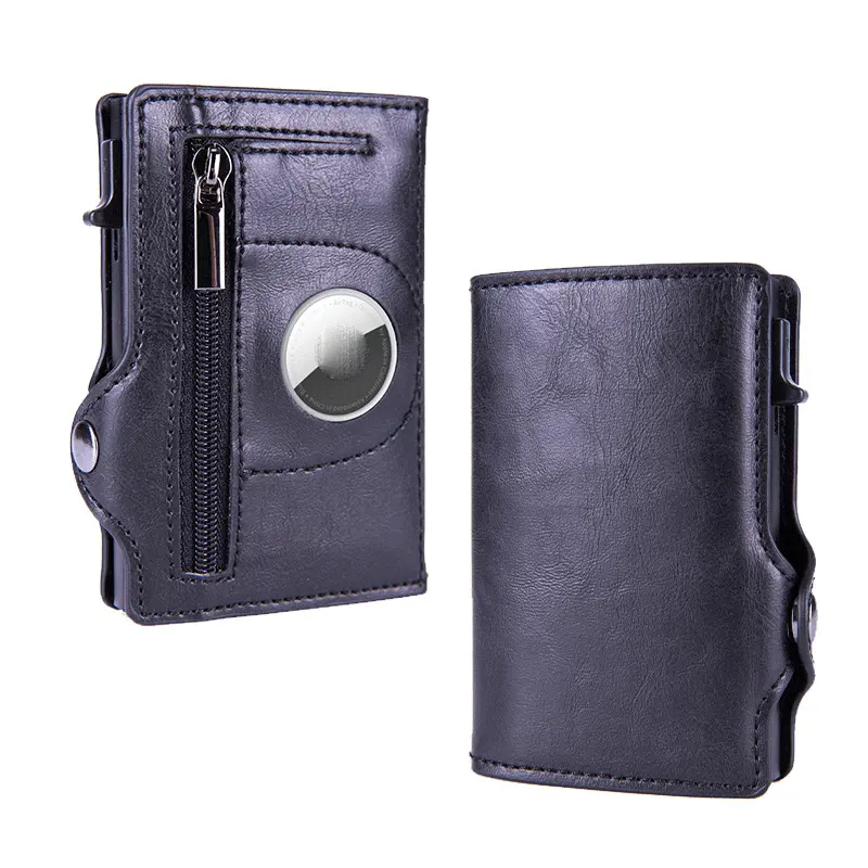AirTag Case Popup Wallet Money Bag Leather Card Holder For Airtag Small Men Women Zipper Coin Wallets Small Purse Case