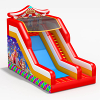 Toboggan gonflable à thème cirque avec échelle, structure de saut en PVC imperméable, toboggan pour enfants, location pour fêtes et événements de carnaval