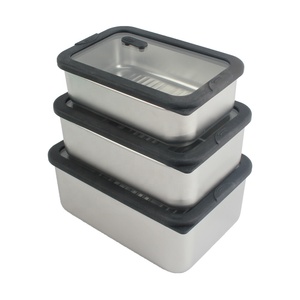 Container With Seal Lid Stackable Leak Proof Airtight Single <b>Compartment</b> Stainless Steel Rectangle Food Storage - Product Image 3
