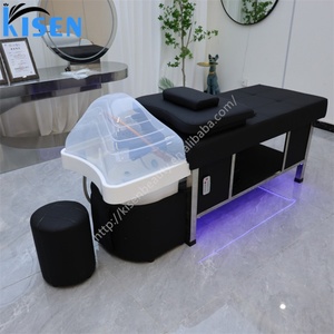 เตียงสระผมเชิงพาณิชย์ Kisen พร้อมระบบน้ำวน ไฟ LED อบไอน้ำ ที่พักศีรษะปรับได้ รองรับแรงดันไฟฟ้าทั่วโลก 110V 220V - Product Image 5