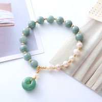 Bracelet pour femme en jade de Hotan de luxe avec fermoir de sécurité, bijoux en perles d'eau douce naturelles, bracelet en jade du Myanmar pour femme