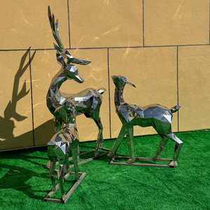 Escultura de Ciervo Geométrica de Acero Inoxidable para Exteriores, Decoración de Jardín con Montaje en Suelo - Product Image 2