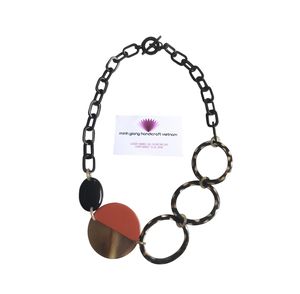 Collar Ecológico de Cuerno de Búfalo, Diseño Personalizable con Diamantes, Perlas y Cadena de Cuerda para Mujer - Product Image 3