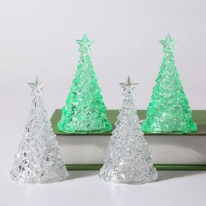 Décorations de Noël pour le bureau, petits cadeaux de Noël, mini sapin de Noël lumineux, veilleuse transparente en cristal - Product Image 5