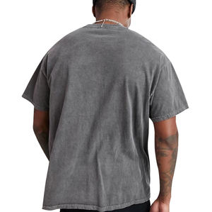 Coton 260 Gsm Lourd Baggy Blanc T-shirts Hommes Vintage Acid Wash T-Shirt Casual Goutte Épaule Lavé Surdimensionné T-shirt - Product Image 4