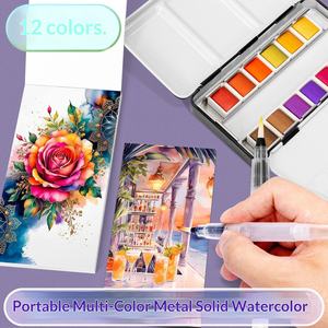 Set di Acquerelli Solidi per Artisti, 12 Pezzi/Set, Set di Colori con Scatola Portatile, Acuarelas Aquarela, Blocco per Acquerelli - Product Image 3