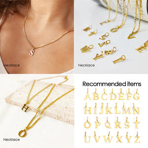 Manna kalung gelang pasangan, 26 huruf liontin DIY perhiasan emas Stainless Steel huruf awal untuk pasangan - Product Image 3