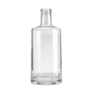 Grosir Nordic Tipe Gin Rum Minuman Keras Wadah Silinder Bentuk Bulat Kaca Alkohol Spirit 750Ml Vodka Botol Kaca