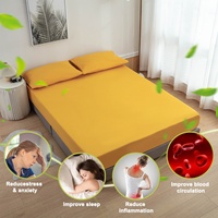 Sábanas Ajustables Antibacterianas con Efecto Tierra, 95% Algodón Orgánico, 5% Fibra de Plata Pura, Ecológicas, 400 Hilos, Diseño de Plantas