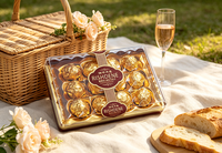 Ensemble de chocolats à la truffe fourrés aux noisettes, emballés dans un coffret doré haut de gamme, RISHDENE, élégante boîte cadeau transparente
