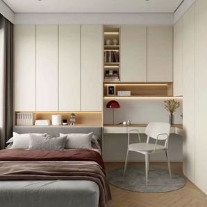 Mueble de Dormitorio Moderno con Armario Integrado, Escritorio, Cama con Armario Tatami, Juego de Dormitorio Minimalista con Espacio de Almacenamiento - Product Image 2