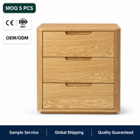 Nouvelle table de chevet en chêne à 3 tiroirs, design français, bois naturel, personnalisable OEM ODM
