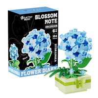 Set de Bloques de Construcción de Hortensias en Maceta, Modelo Botánico 3D, Personalizado OEM, Marca Privada, Juguete de Ladrillos de Construcción, Venta al Por Mayor de Fábrica