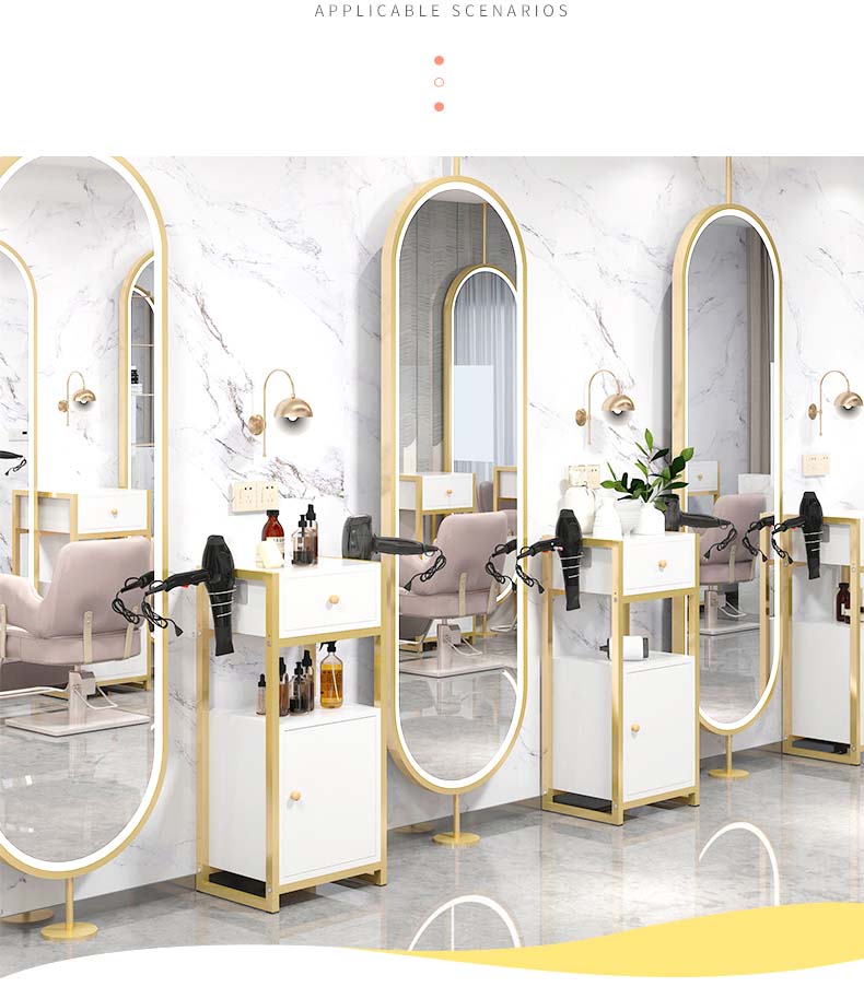 Новый шкаф для парикмахерской, инструмент для парикмахерской, специальная полка для парикмахерской, пол, зеркало, стол, шкаф