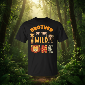 Brother Of The Wild One T-Shirt unisexe pour enfants, manches courtes, col rond, impression numérique, thème Safari Jungle - Product Image 2