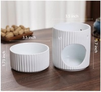 Diffuseur d'arômes élégant en céramique à rayures Warmself, porte-bougie chauffe-plat, parfum longue durée pour la maison, le bureau et la décoration intérieure