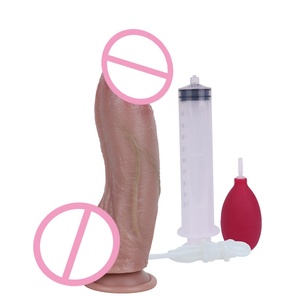 SXXY Ultra Soft Skin Texture Dual Layer Squirting <b>Dildo</b> Unisex G Spot Anal Vaginal Massager Realistic Penis Sex Toys Wholesale - Product Image 3