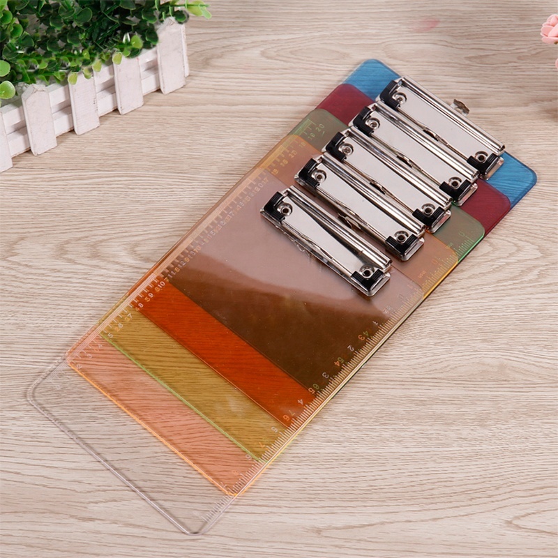 Wholesale promotion custom clear color A4 size transparent plastic clipboard with metal clip
