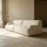 Ensemble de canapés modernes haut de gamme, personnalisables, minimalistes et confortables, en tissu Teddy luxueux pour salon.