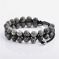 Bracelet en acier inoxydable pour femmes, bijou double couche, perles de pierres précieuses extensibles, fermoir à la mode, vente en gros