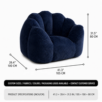 Fauteuil d'appoint en mousse irrégulière de haute qualité avec emballage compressé, en tissu court peluche bleu marine pour salon et coin lecture