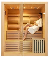 Sauna infrarouge sec moderne en bois massif avec panneau de commande informatique, pour intérieur, à vendre