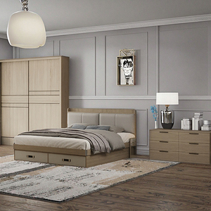 Set Camera <span class=keywords><strong>da</strong></span> Letto Moderno Convertibile in Legno per Hotel e Casa, Mobili con Letto Matrimoniale/King Size/Dimensioni Personalizzabili, 6 Cassetti per Camera <span class=keywords><strong>da</strong></span> Letto - Product Image 3