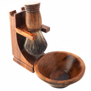 Kit de afeitado de madera para hombres de alta calidad al por mayor con cepillo de pelo sintético - Product Image 1