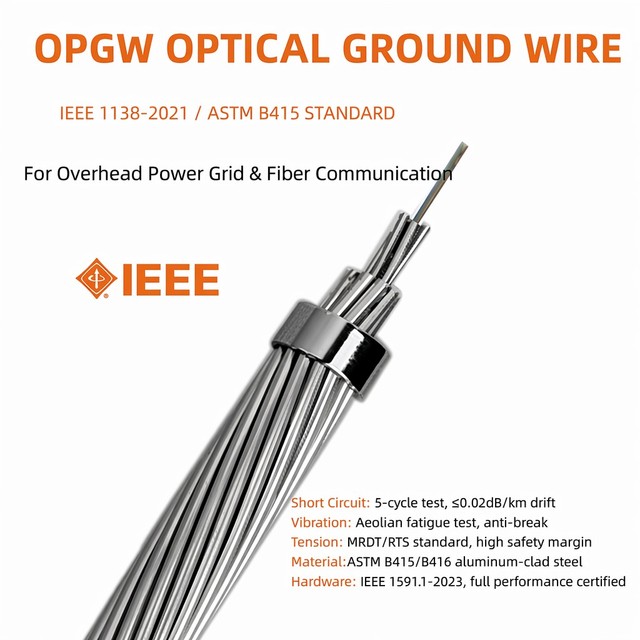 WOLF OPGW-12B1-90-30-11.8 12-Core G652D Single-Mode Fiber ACS Conductor Optical Composite Overhead Ground Wire