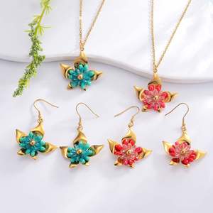 Pendentif en acier inoxydable à la mode placage sous vide dans le four pour préserver la couleur collier à faire soi-même ensemble de boucles d'oreilles - Product Image 1