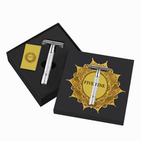 Boîtes d'emballage de luxe personnalisées noires pour rasoirs avec gaufrage et pelliculage mat, en carton rigide fait main pour accessoires de rasage