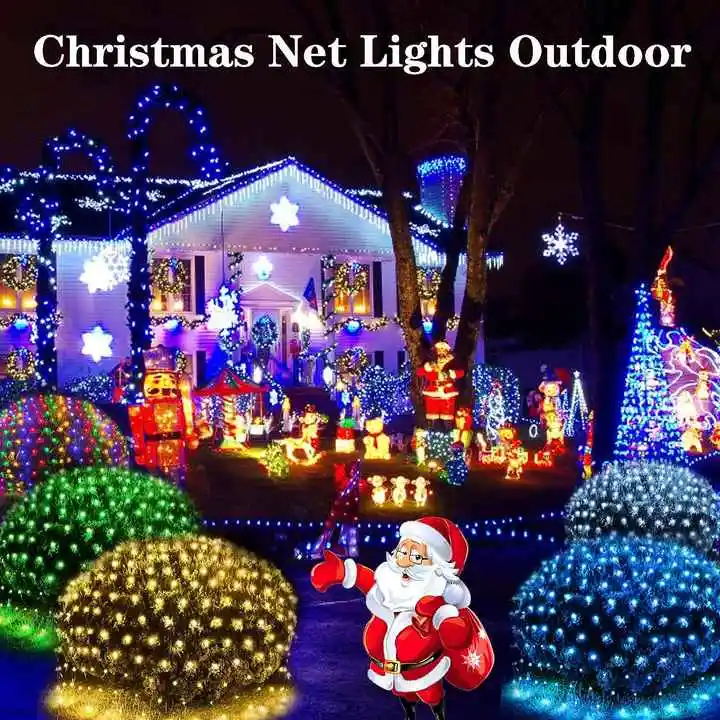 JXJT Guirlande lumineuse extérieure étanche à motif de Noël, décorations d'arbre, éclairage décoratif de Noël, lumières solaires de jardin