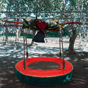 Balançoire Saucer Moderne Réglable QUEENKNOW de Haute Qualité pour Enfants, en Tissu Oxford et Tube en Fer, Mobilier d'Extérieur pour Jardins et Parcs - Product Image 3