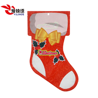 Sachet en plastique alimentaire imprimé sur mesure en forme de chaussette de Noël, pochette Mylar pour nouilles, snacks et emballage cadeau de fêtes