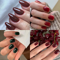Lot de 24 faux ongles courts en amande couleur unie, à presser, en ABS réutilisable, avec logo personnalisé, OEM ODM, fourniture directe usine