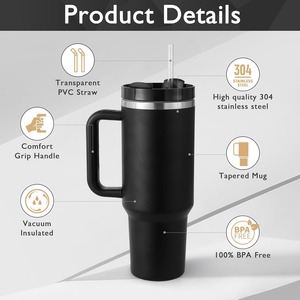 Vaso aislado de acero inoxidable de 40oz personalizado a granel al por mayor, <span class=keywords><strong>taza</strong></span> de agua termal caliente con mango de paja, tapas de vasos de viajero Origins - Product Image 4