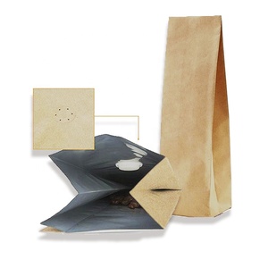 Bolsas de café de papel Kraft de primera calidad con fondo plano, bolsa de pie compostable impresa personalizada con válvula y cremallera - Product Image 5