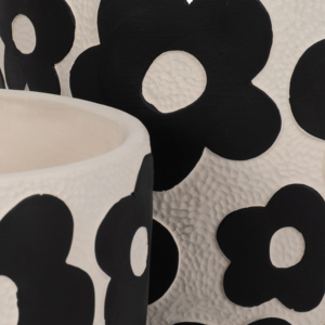 Vasi Rotondi con Design Floreale per Piante da Interno ed Esterno, Set di Due Fioriere in Ceramica - Product Image 5