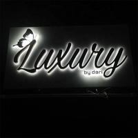 Nouvelles lettres rétroéclairées faciles à décorer ! Lettres rétroéclairées or rose pour extérieur, panneau en acier inoxydable blanc, enseignes lumineuses LED, enseigne commerciale LED personnalisée