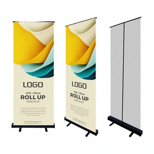 Expositor enrollable personalizable Black Diamond con base de 80 cm, marco de aluminio ajustable, montaje sin herramientas, impresión digital CMYK - Product Image 2