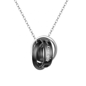 Collar colgante <span class=keywords><strong>de</strong></span> anillo <span class=keywords><strong>de</strong></span> <span class=keywords><strong>Her</strong></span> King His Queen <span class=keywords><strong>de</strong></span> acero inoxidable <span class=keywords><strong>de</strong></span> estilo <span class=keywords><strong>de</strong></span> moda hecho en fábrica para regalo <span class=keywords><strong>de</strong></span> San Valentín - Product Image 3
